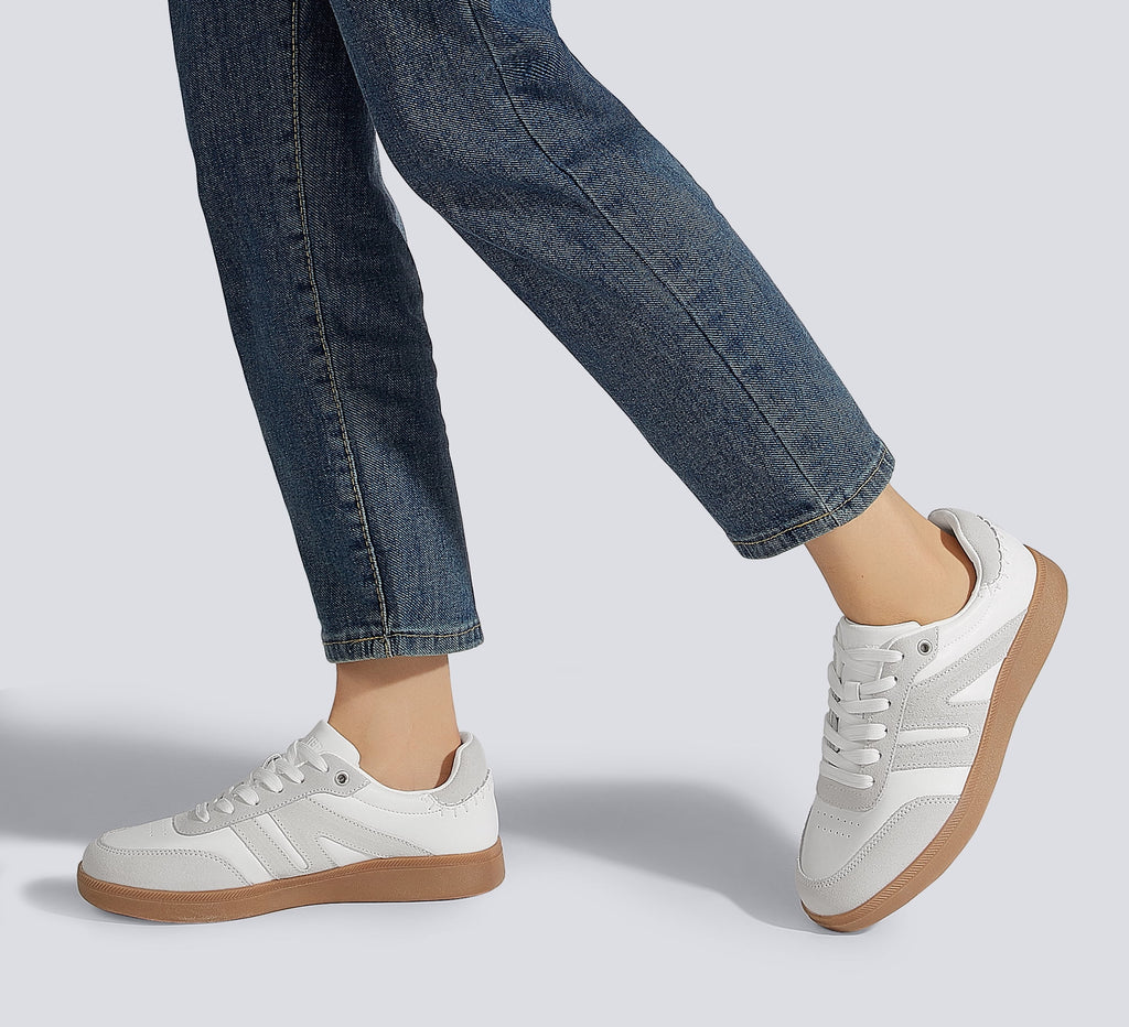 LUCKY STEP Womens Classic Retro Gum Sole Fashion Sneakers Anti Slip Casual Shoes,Dark Brown