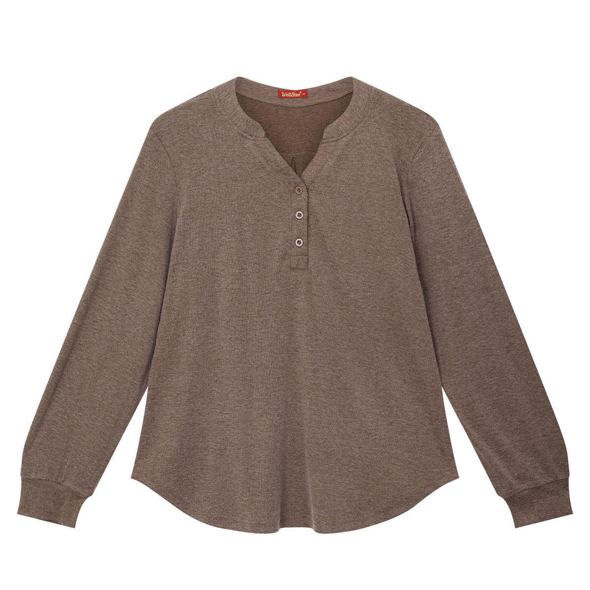 WellSize Plus Size Blouses for Women Henley V Neck Tops Casual Long Sleeve Button Shirts Fall Pullover Outfit