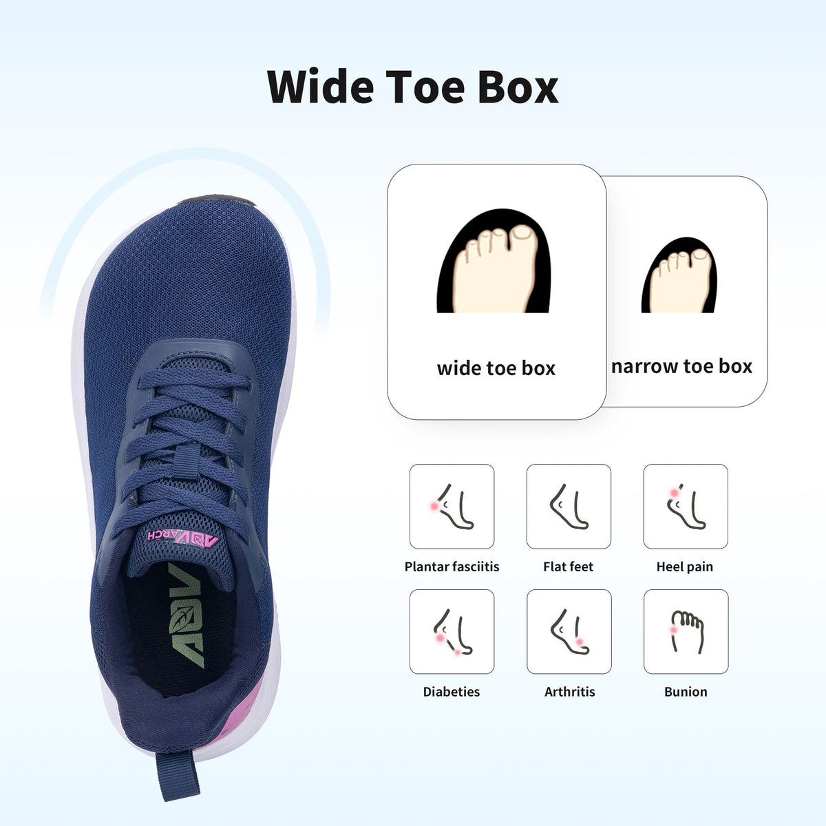 FefiYo Plantar Fasciitis Walking Sneakers, Wide Toe Box with Arch and Orthotic Support Grey US 10