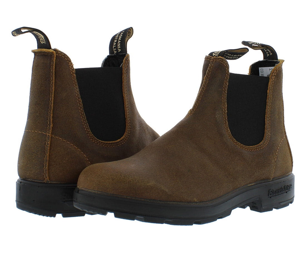 Blundstone Elastic Sided Suede Unisex Shoes Size 9.5, Color: Tobacco