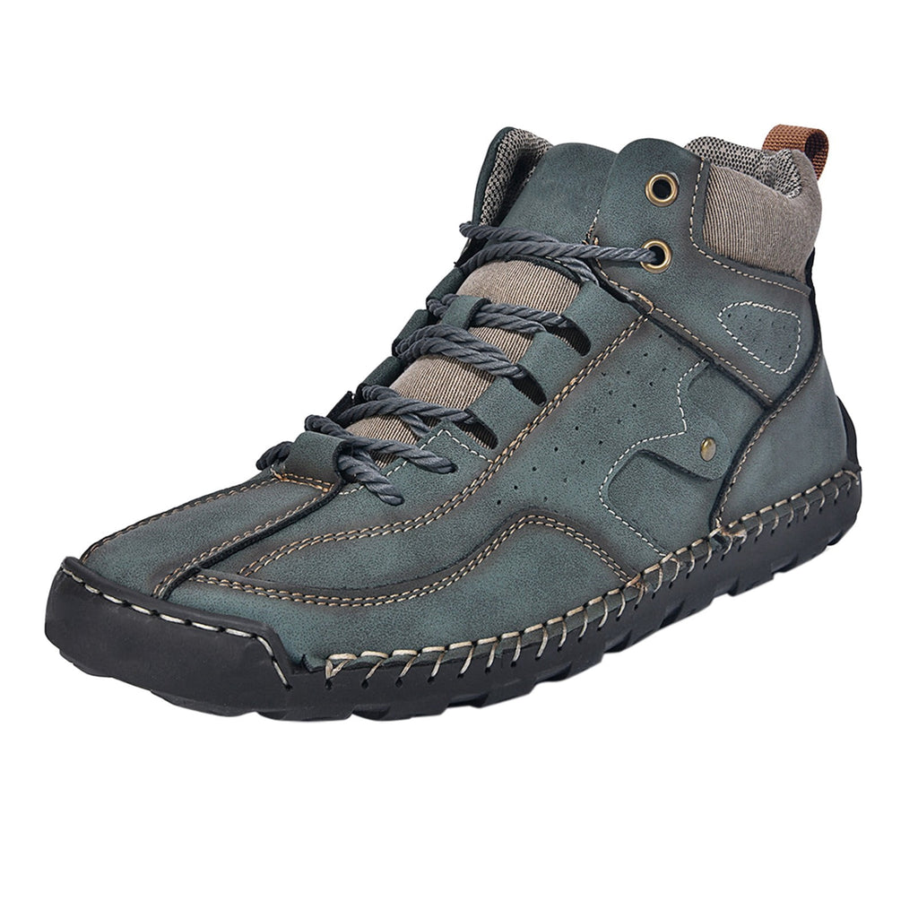 RotHome Men's Casual Outdoor Chukka Boots Hand-Stitched Leather High Top Walking Shoes with Non-Slip Rubber Sole for Daily Work and Travel, Wine, Size 6