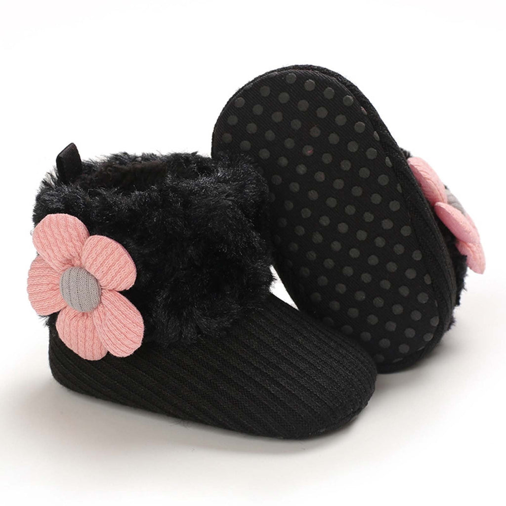 Baby Cotton Booties Newborn Warm Cozy Winter Boots Sock Shoes Infant Crib Bootie with Non Skid Bottom 0-18Month