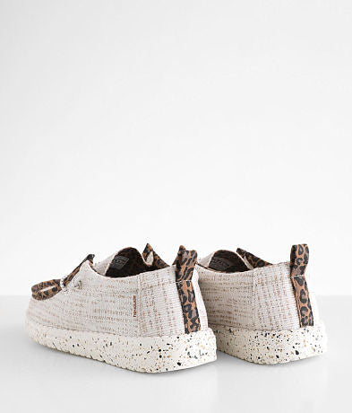 Hey Dude Wally Womans White Pieced Leopard Shoes