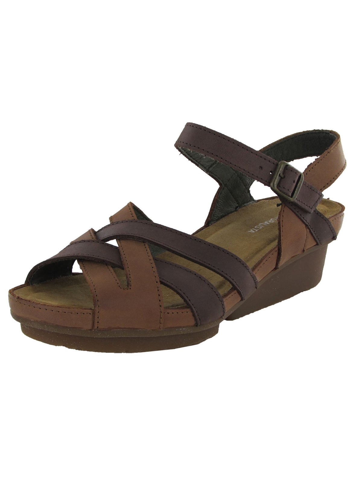 El Naturalista Womens Code Leather Criss-Cross Wedge Sandals