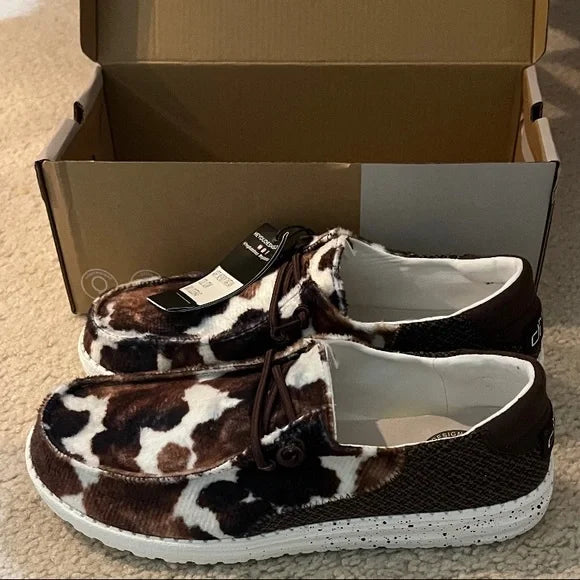 Hey Dude Wendy Tartan Cow Shoes