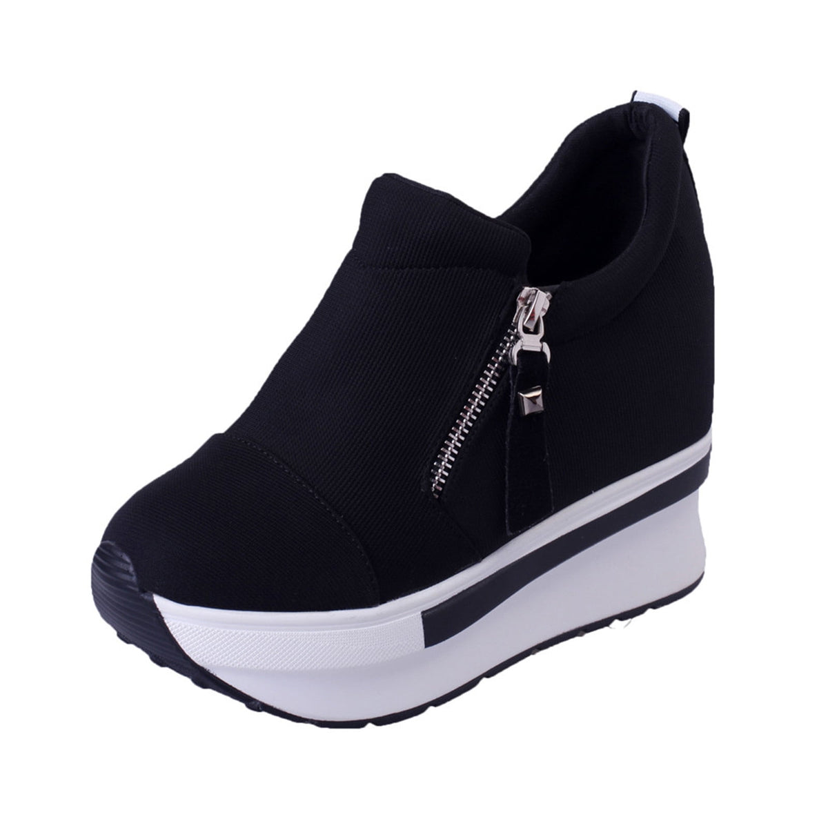Hvyesh Women Thick Bottom Wedge Sneakers Slip On Loafers Casual Dressy Walking Comfort Shoes Wide Low Top Trendy Canvas Shoes Women's Shoes