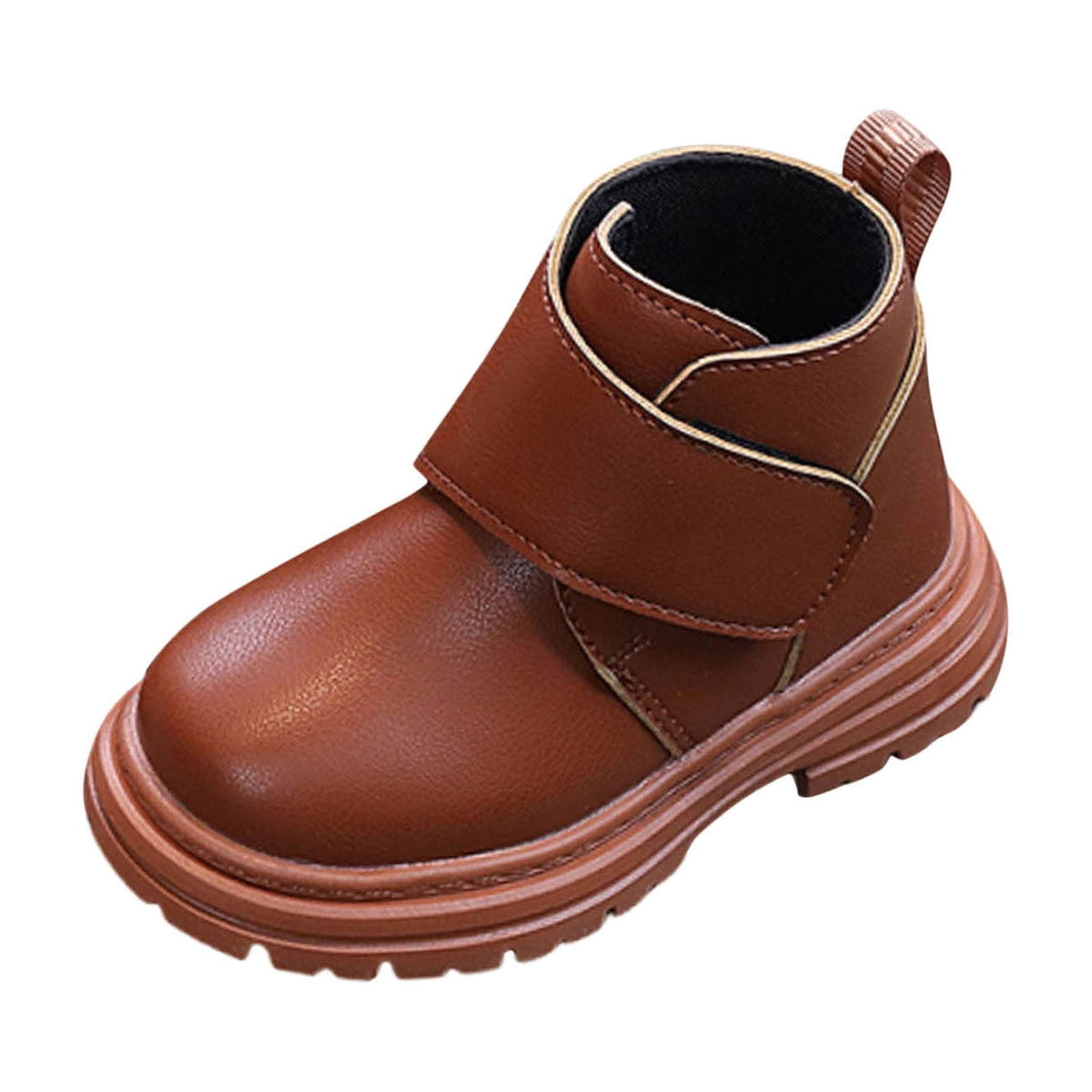 Mwjwdo Girls Leather Boots Short Winter Casual Fashion Artificial Leather Comfortable Sole Little Kids Shoes for Daily Wear Black 1-1.5Years