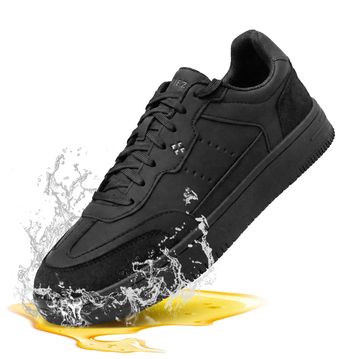 SPIEZ Non Slip Work Shoes for Women, ASTM F2892 Certified Water-Repellent Oil-Resistant Sneakers for Food Service, Nursing or Daily Wear, Black Size 8