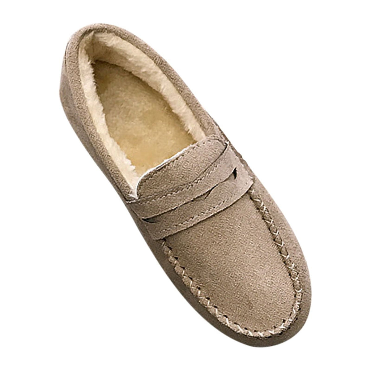 Women's Suede Loafers Winter Warm Plush Fuzzy Fleece Lined Slip On Shoes Flats Comfortable Cozy Indoor Outdoor Footwear Red 38