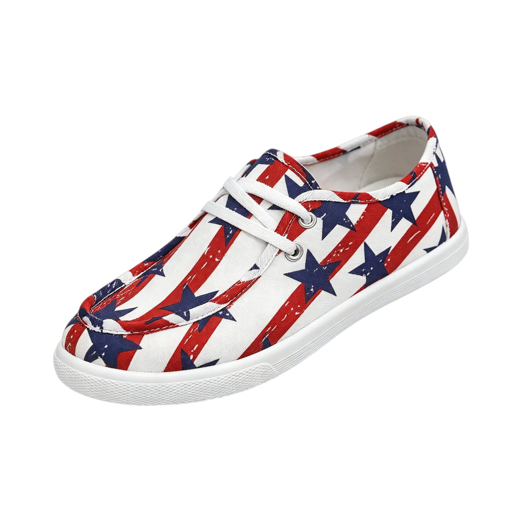 Women's Wally Patriotic Slip On Shoe | Lightweight Canvas Loafers with No Tie Laces
