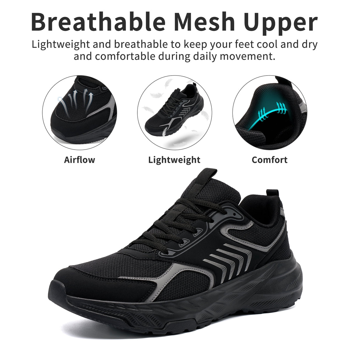 MeMoride Men's Breathable Walking Shoes Non Slip Athletic Fashion Sneakers Mesh Workout Casual Sports Shoes