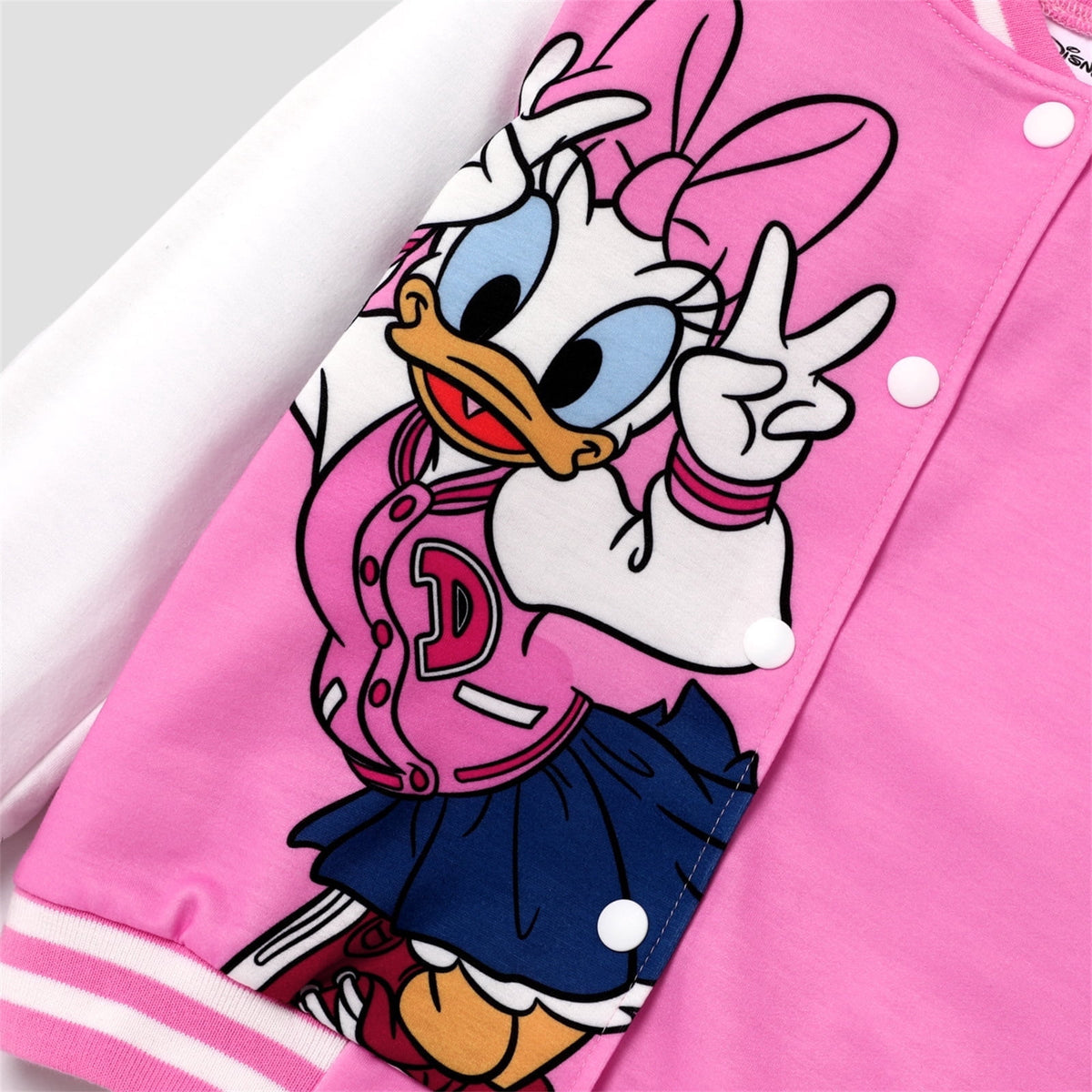 Disney Girls Bomber Jacket Minnie Mouse Colorblock Varsity Lightweight Sweatshirts Gift Fall Spring Sizes 3-10