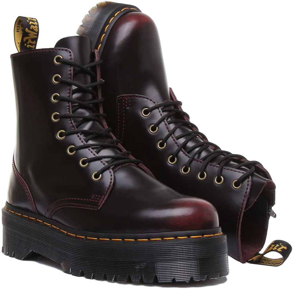 Dr Martens Jadon Women's Cherry 8 Eyelet Chunky Sole Leather Platform Ankle Boot Size 8.5