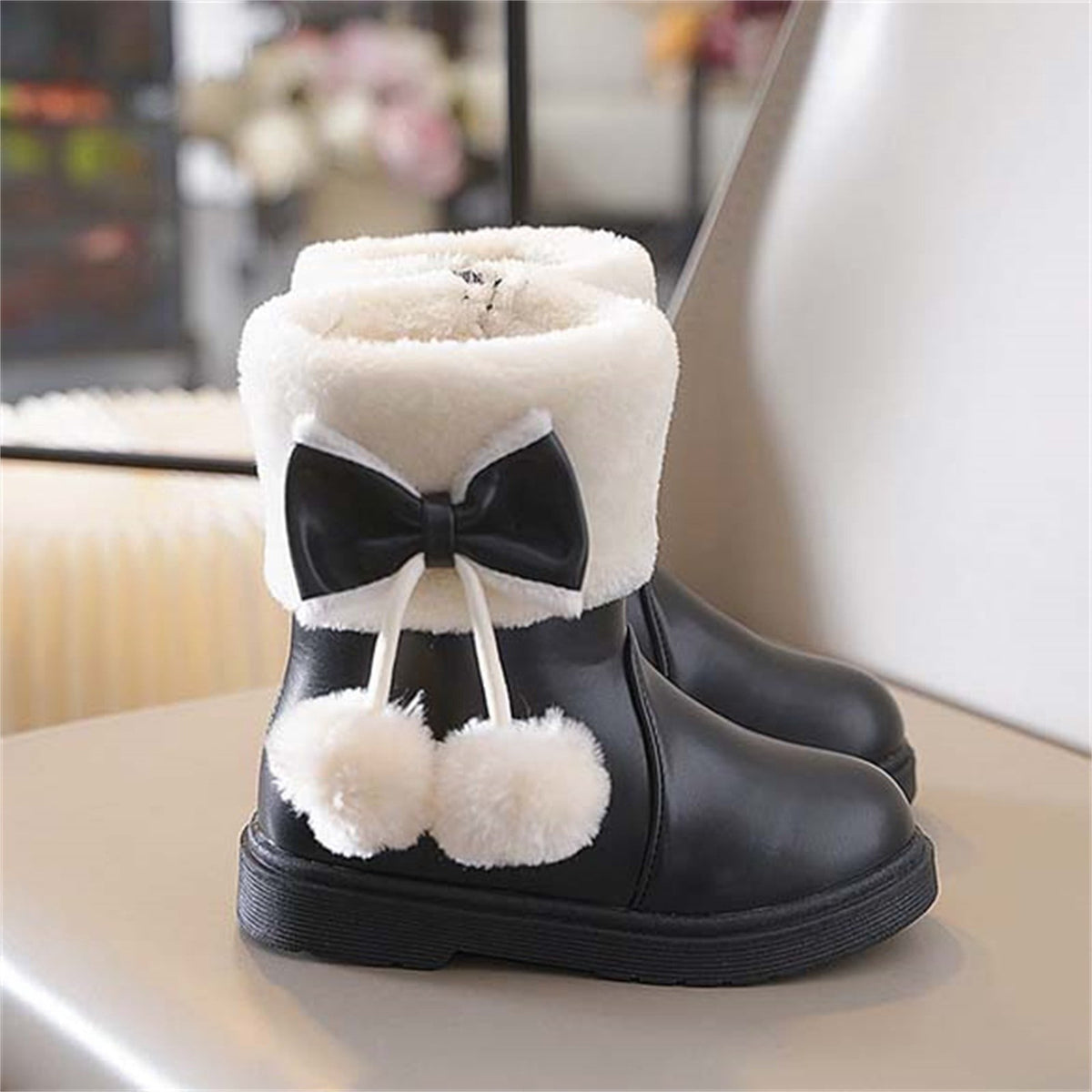 BXJX Girls Ankle Boots, Fleece Lined Warm Side Zipper Soft Sole Winter Shoots Khaki Size 11 Little Kids