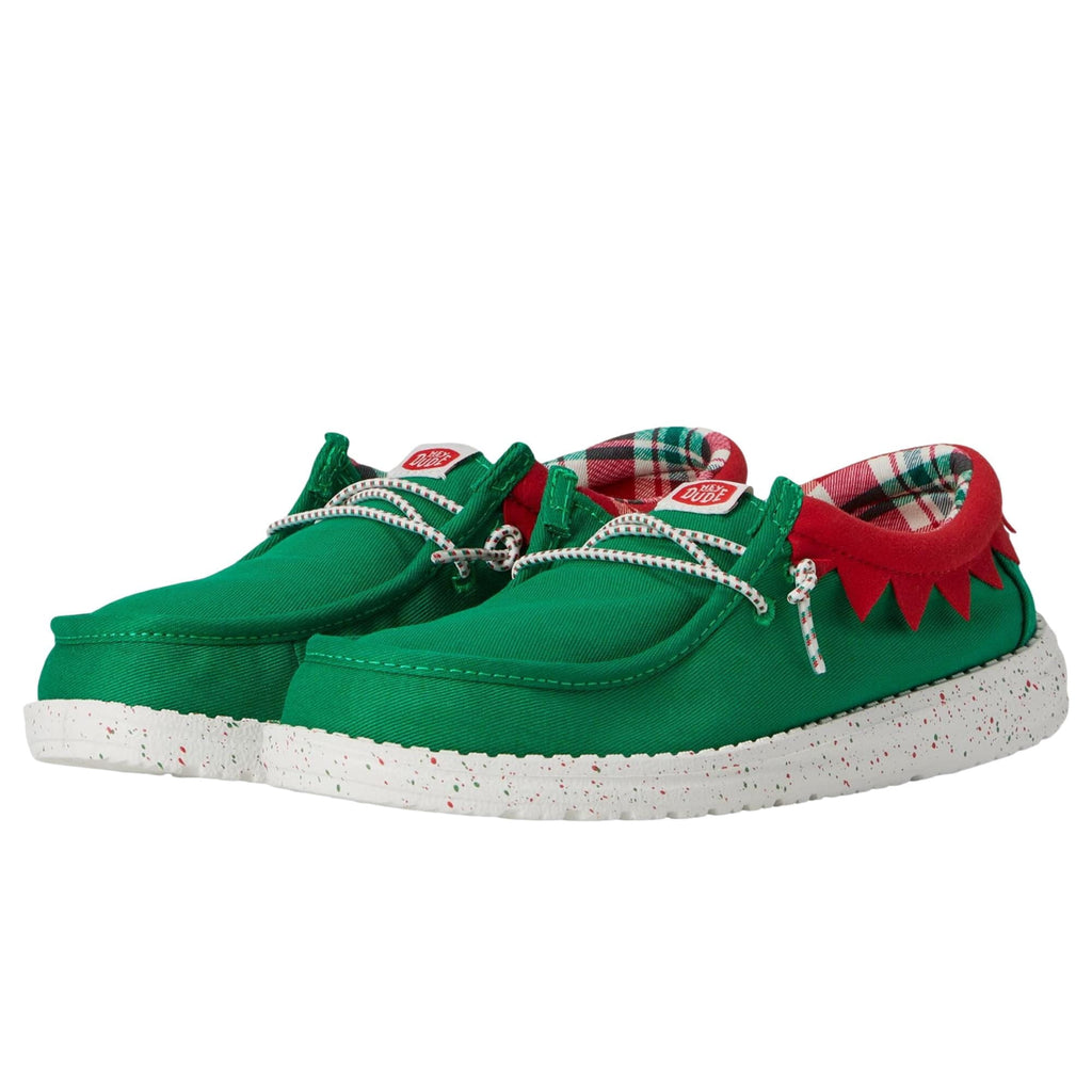 Hey Dude Wally Holiday Elf Green / Red 42146-3XX Pre-School Size 2
