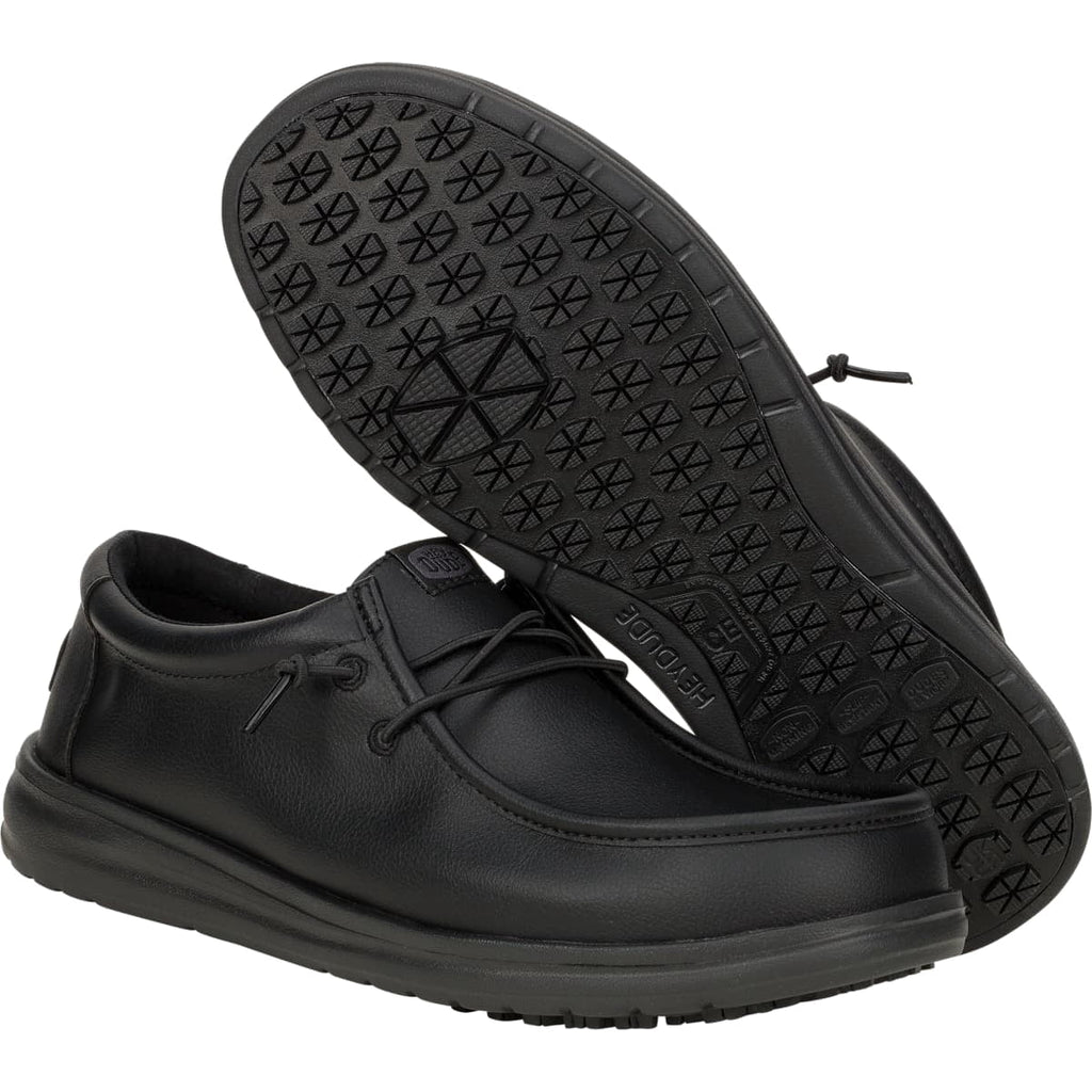 HEYDUDE Men Wally Work CE Slip Resistant Wide, Wide Black Mesh, 10