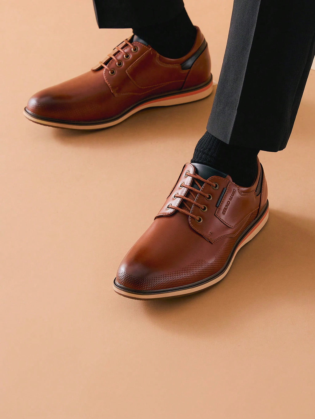 Bruno Marc Mens Casual Shoes Round Toe Classic Lace-up Oxford Shoes Dress Shoes LG19009M BROWN Size 8.5