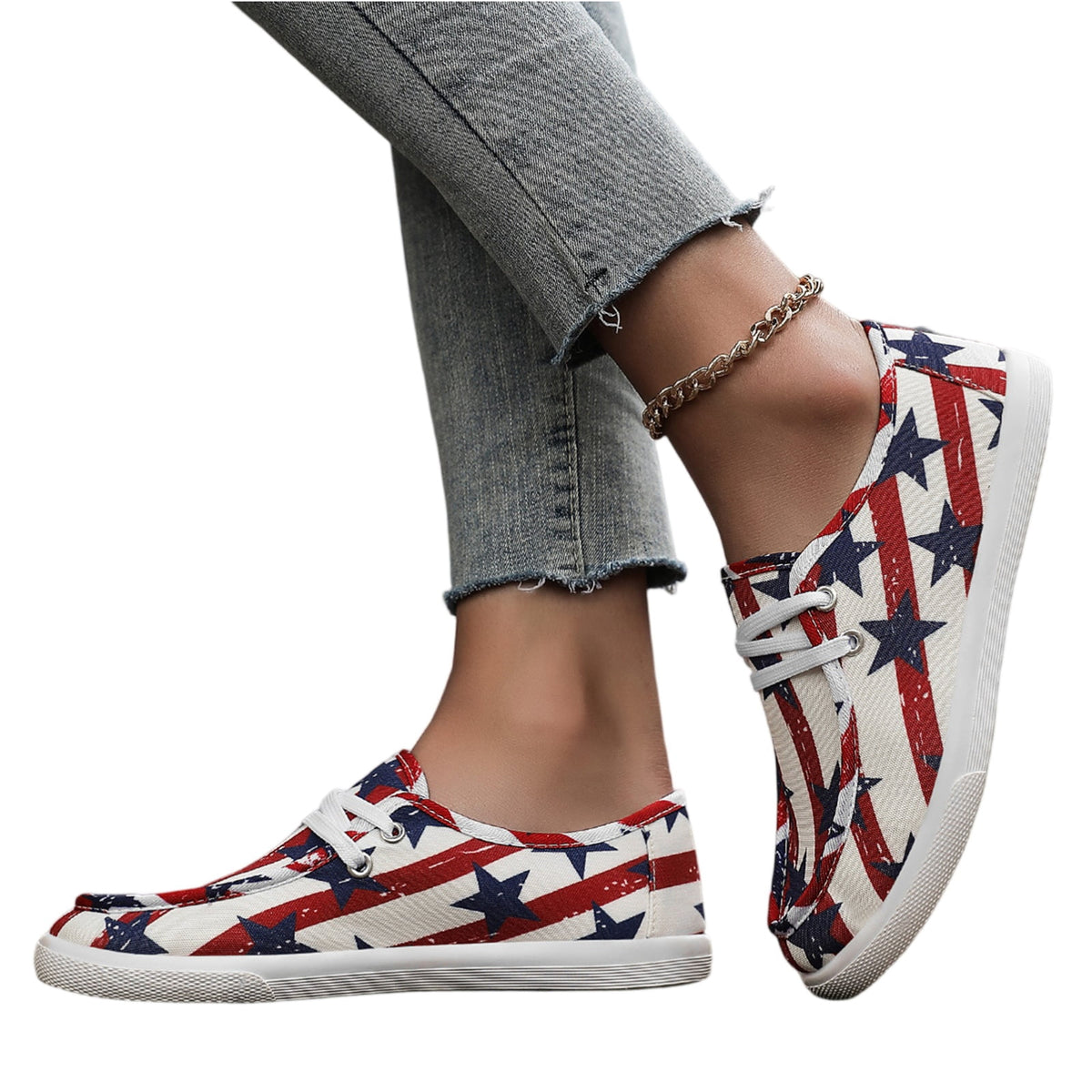 Women's Wally Patriotic Slip On Shoe | Lightweight Canvas Loafers with No Tie Laces