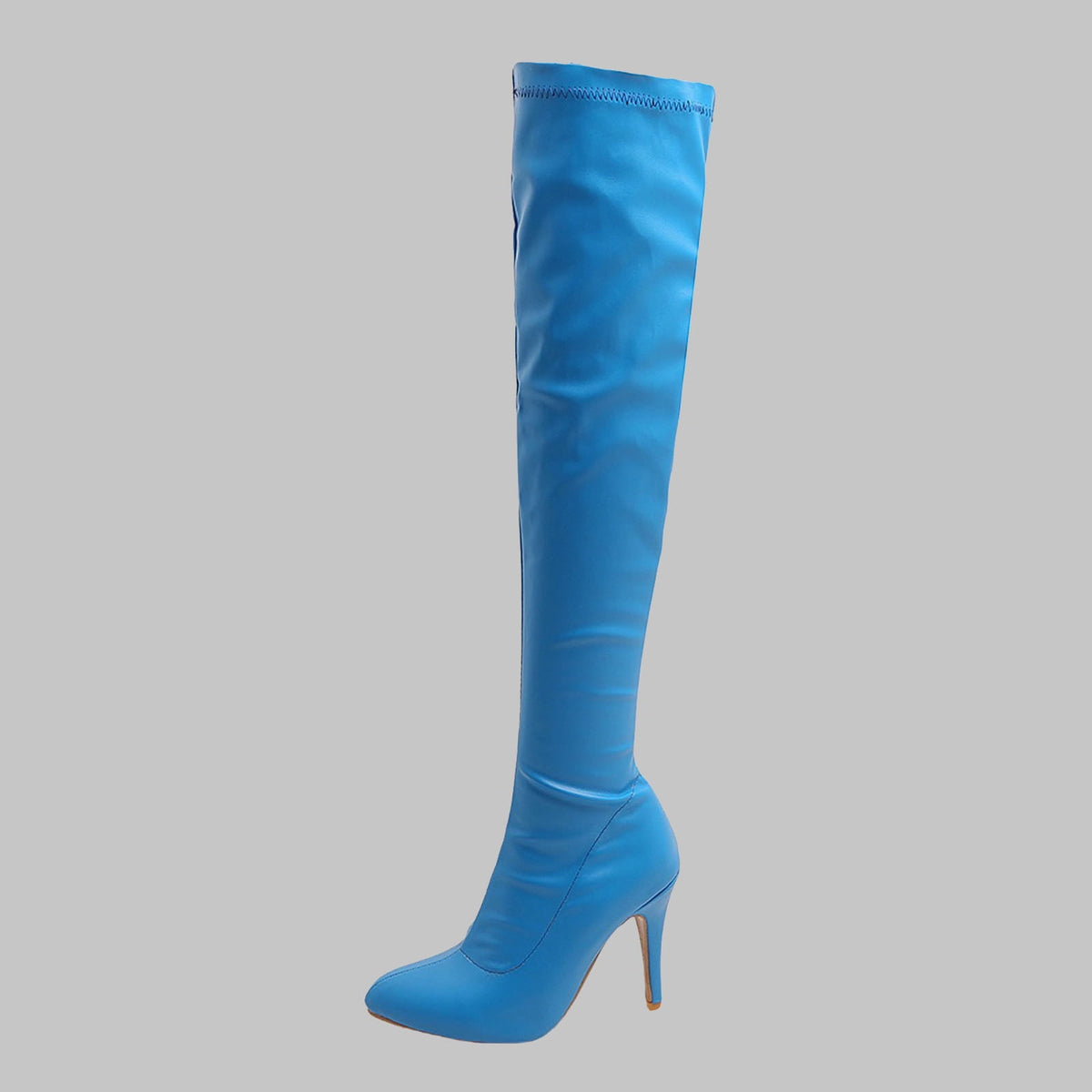 hopeusnice Women's Over The Knee Boots Pointed Toe High Heel Stilettos Boots Thigh High Boots Elegant Party Dress Boots Chunky Heel Fall Winter Shoes Blue 35