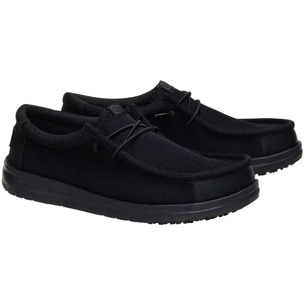 HEYDUDE Men Wally Work CE Slip Resistant, Black Mesh, 13