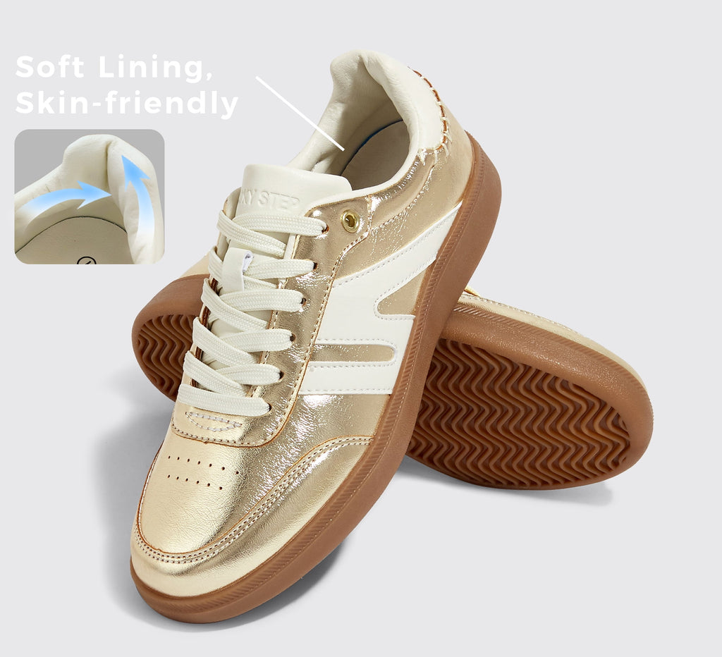 LUCKY STEP Womens Classic Retro Gum Sole Fashion Sneakers Anti Slip Casual Shoes,Dark Brown