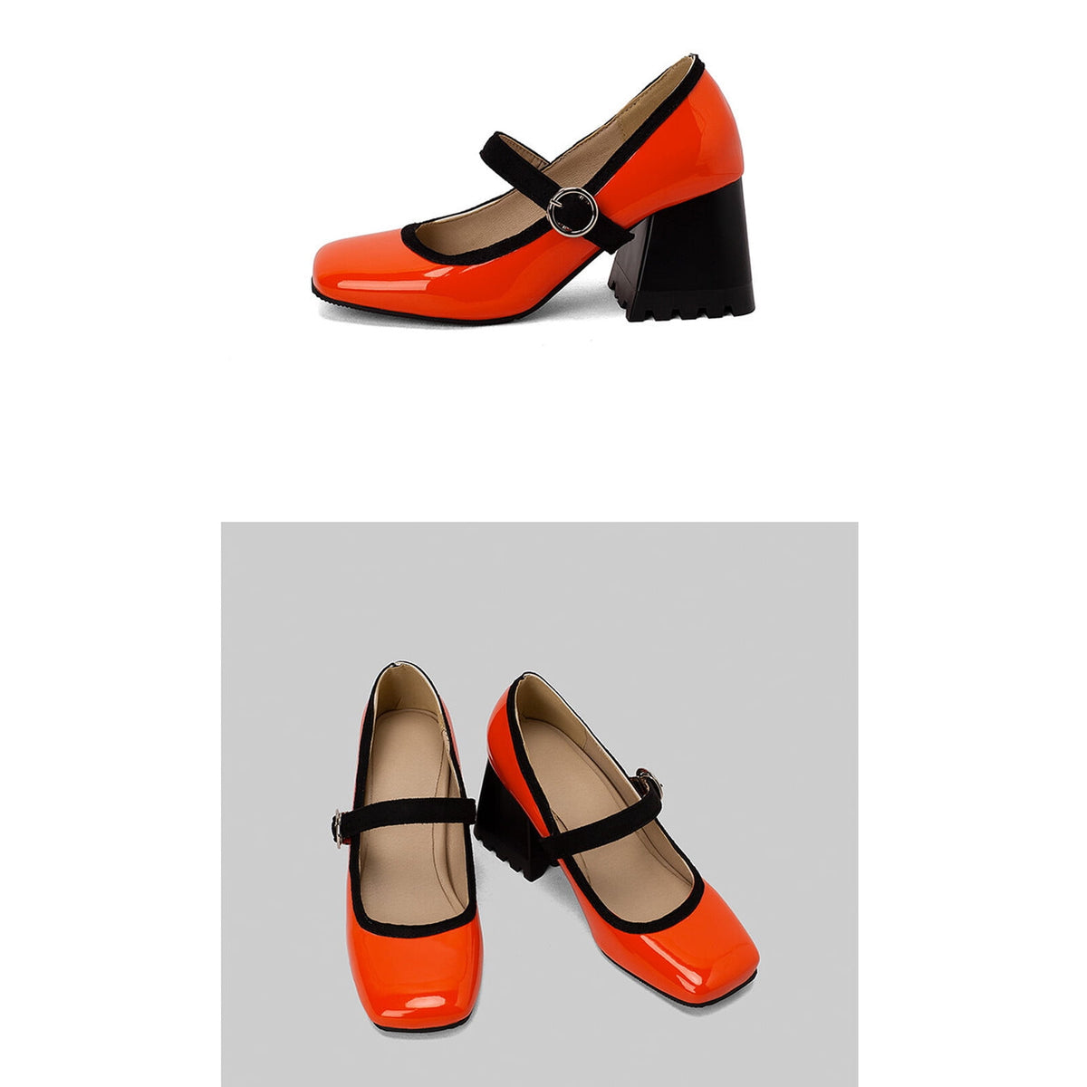 hopeusnice Women's Mary Jane Buckle Block Heel Pumps Square Toe Chunky Heel Dress Shoes Comfortable Formal Wedding Party Shoes Green 38