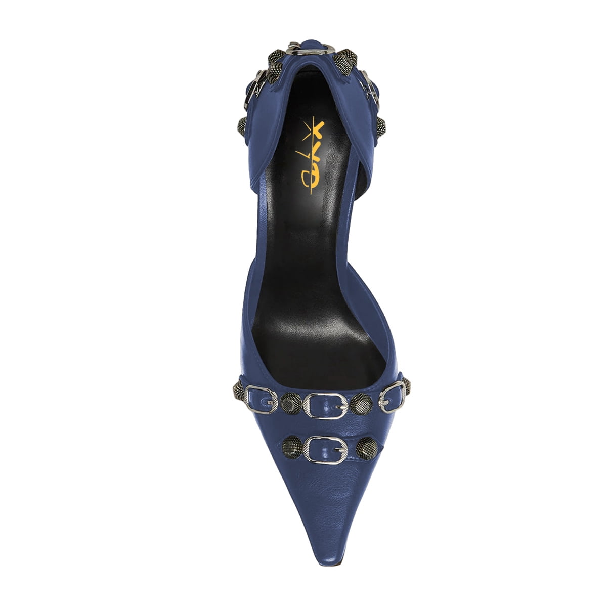 XYD Women Fashion Stiletto High Heels D'Orsay Pumps Closed Pointed Toe Studs Buckles Night Club Party Shoes Size 9 Purple