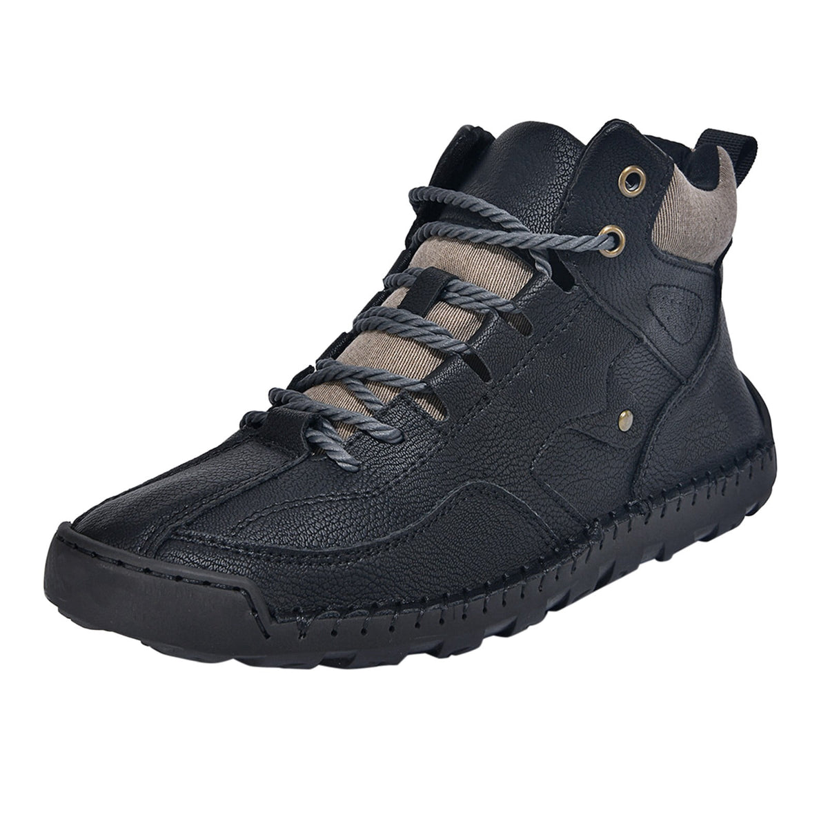 RotHome Men's Casual Outdoor Chukka Boots Hand-Stitched Leather High Top Walking Shoes with Non-Slip Rubber Sole for Daily Work and Travel, Wine, Size 6