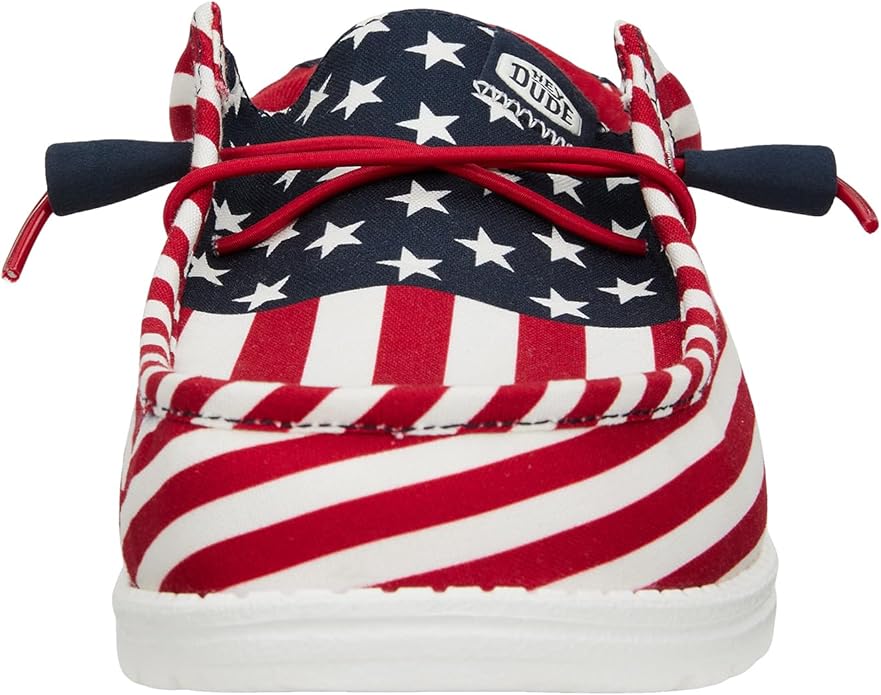 HEY DUDE Wally Patriotic, Mens Shoes, Slip-on Loafers, Comfortable & Light-Weight Size 10
