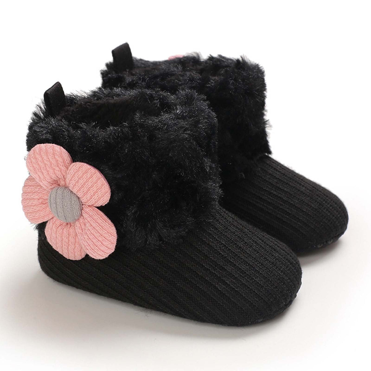 Baby Cotton Booties Newborn Warm Cozy Winter Boots Sock Shoes Infant Crib Bootie with Non Skid Bottom 0-18Month