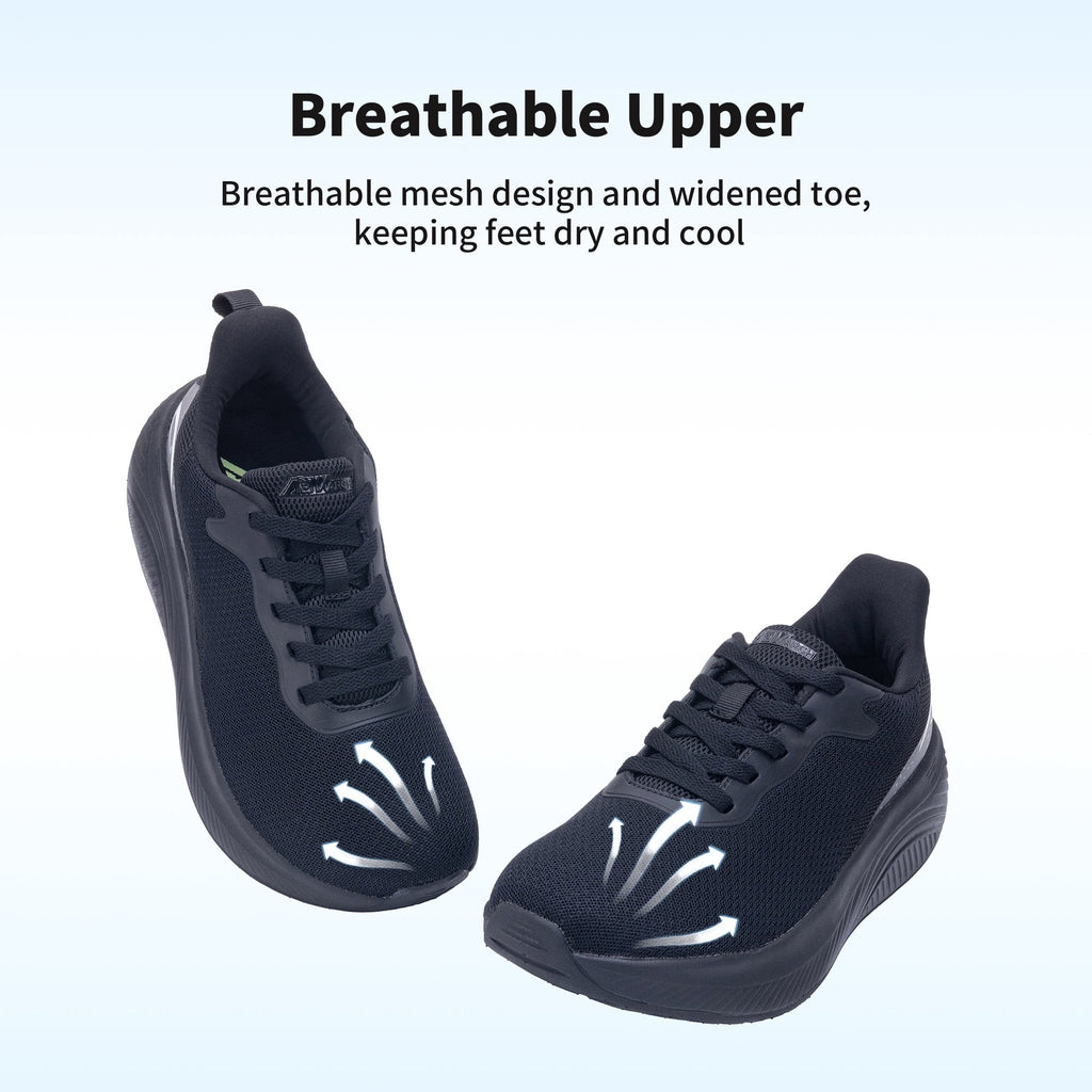 FefiYo Plantar Fasciitis Walking Sneakers, Wide Toe Box with Arch and Orthotic Support Grey US 10