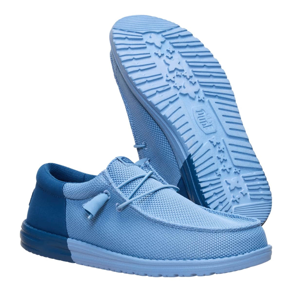 HEYDUDE Men Wally Funk Mesh Split, Faded Denim/Ensign Blue, 12