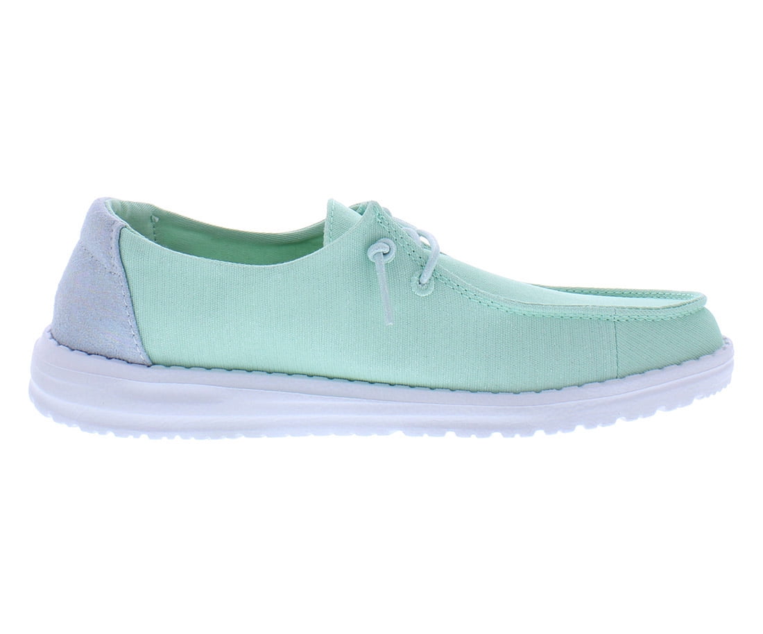Hey Dude Wendy Glitter Slip On GS Girls Shoes Size 6, Color: Light Green/White