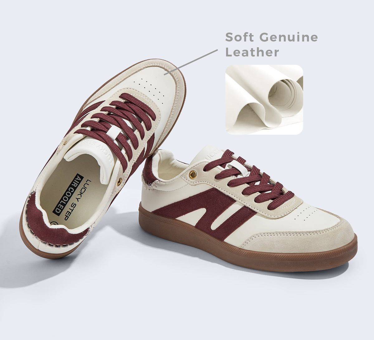 LUCKY STEP Womens Classic Retro Gum Sole Fashion Sneakers Anti Slip Casual Shoes,Dark Brown