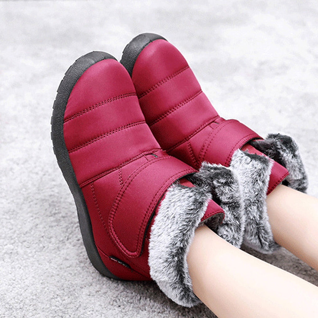 hopeusnice Womens Snow Boots Winter Non-Slip Warm Ankle Booties Slip On Outdoor Fuzzy Fleece Lined Zip Flat Comfort Shoes Black 38