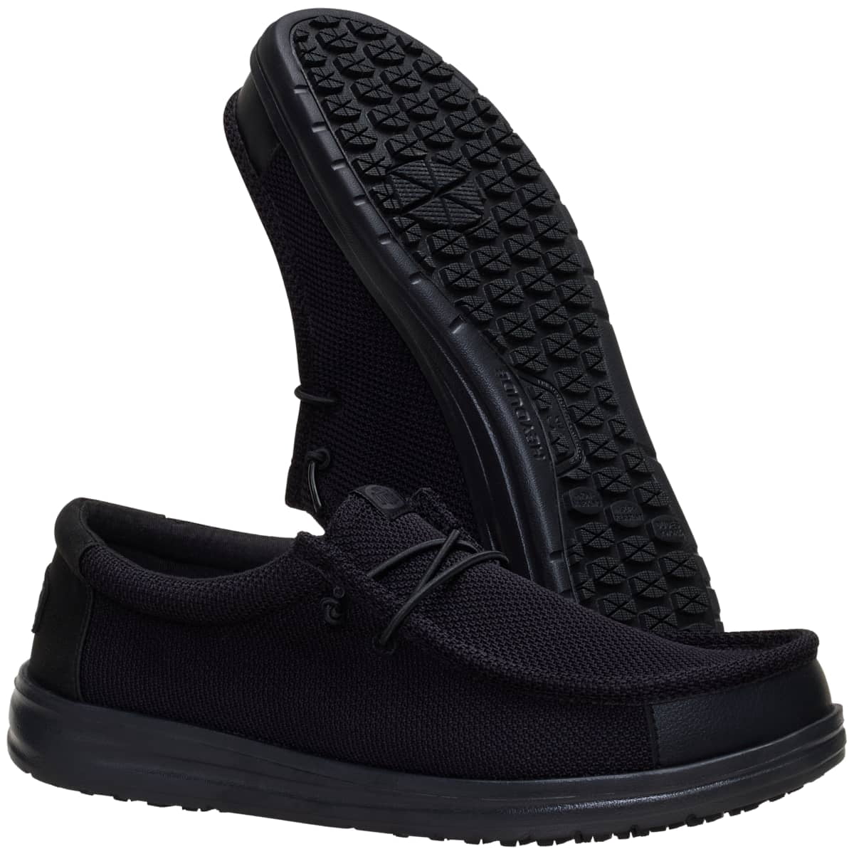 HEYDUDE Men Wally Work CE Slip Resistant, Black Mesh, 13