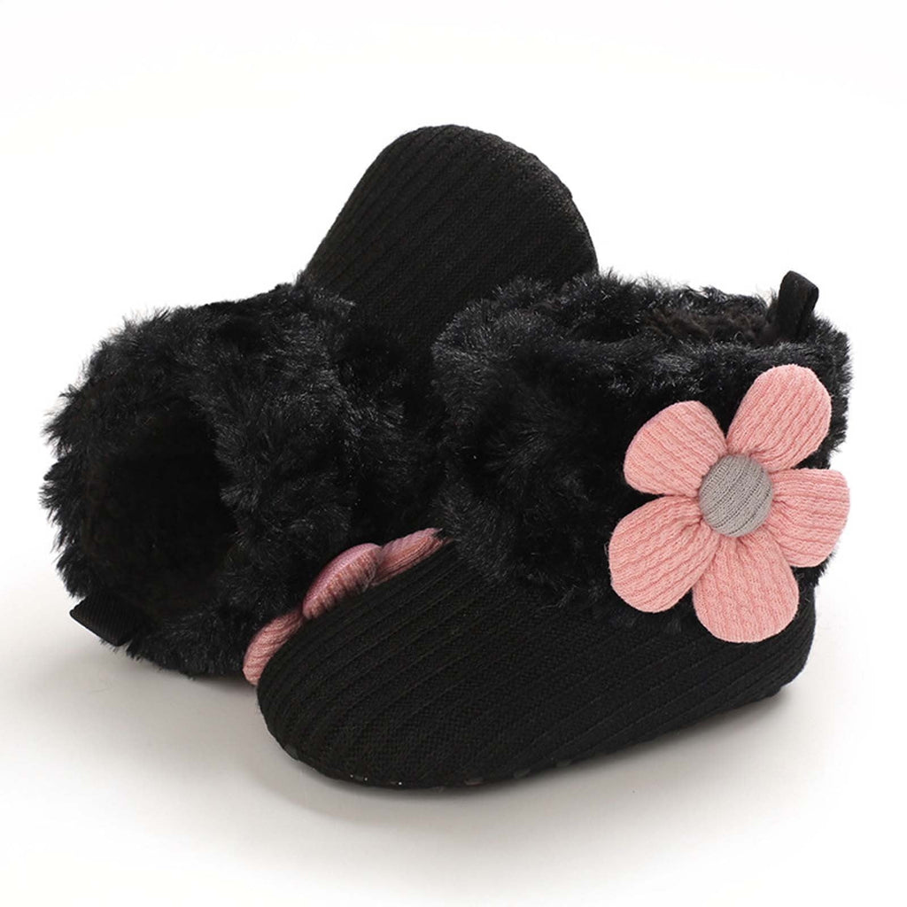 Baby Cotton Booties Newborn Warm Cozy Winter Boots Sock Shoes Infant Crib Bootie with Non Skid Bottom 0-18Month