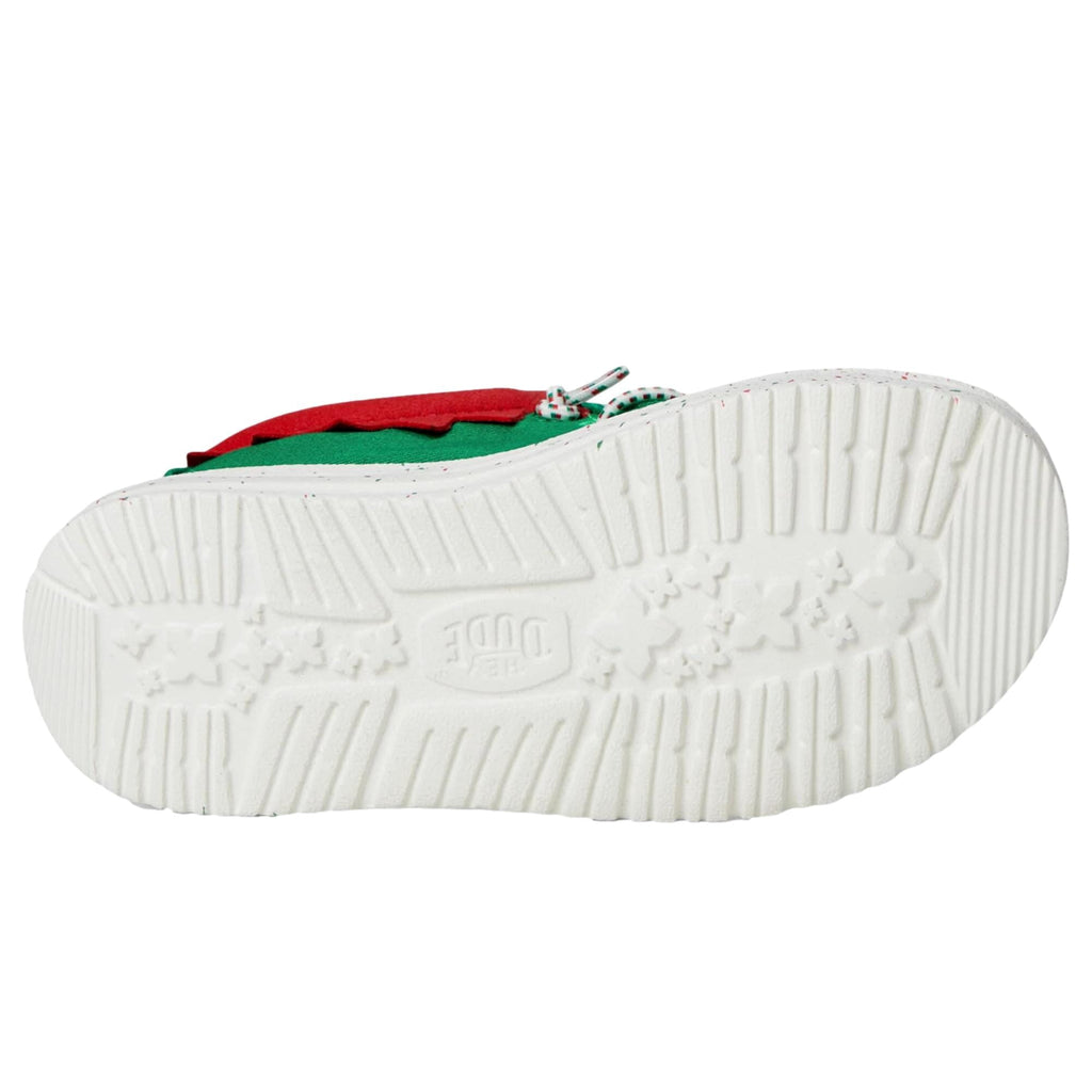 Hey Dude Wally Holiday Elf Green / Red 42147-3XX Toddler Size 6