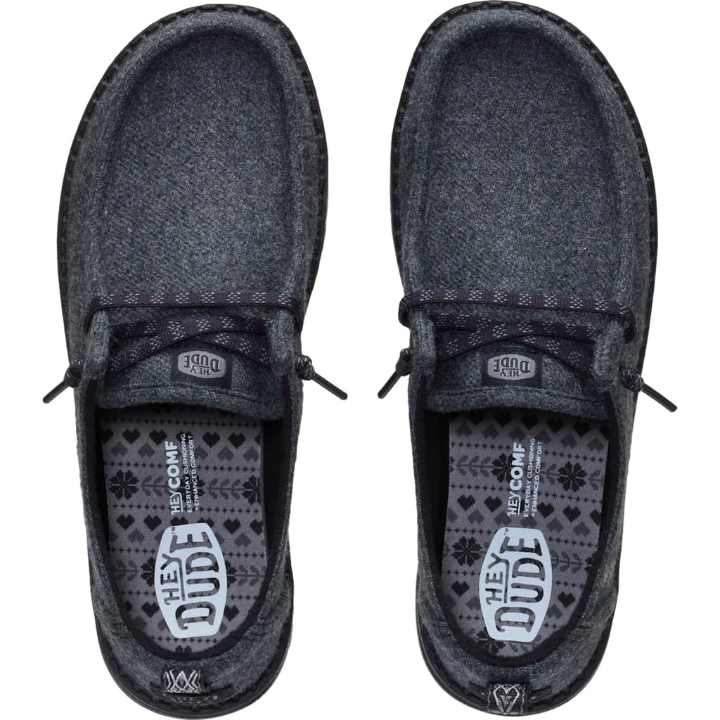 HEYDUDE Wendy Cozy Wool, Dark Charcoal/Black, 10
