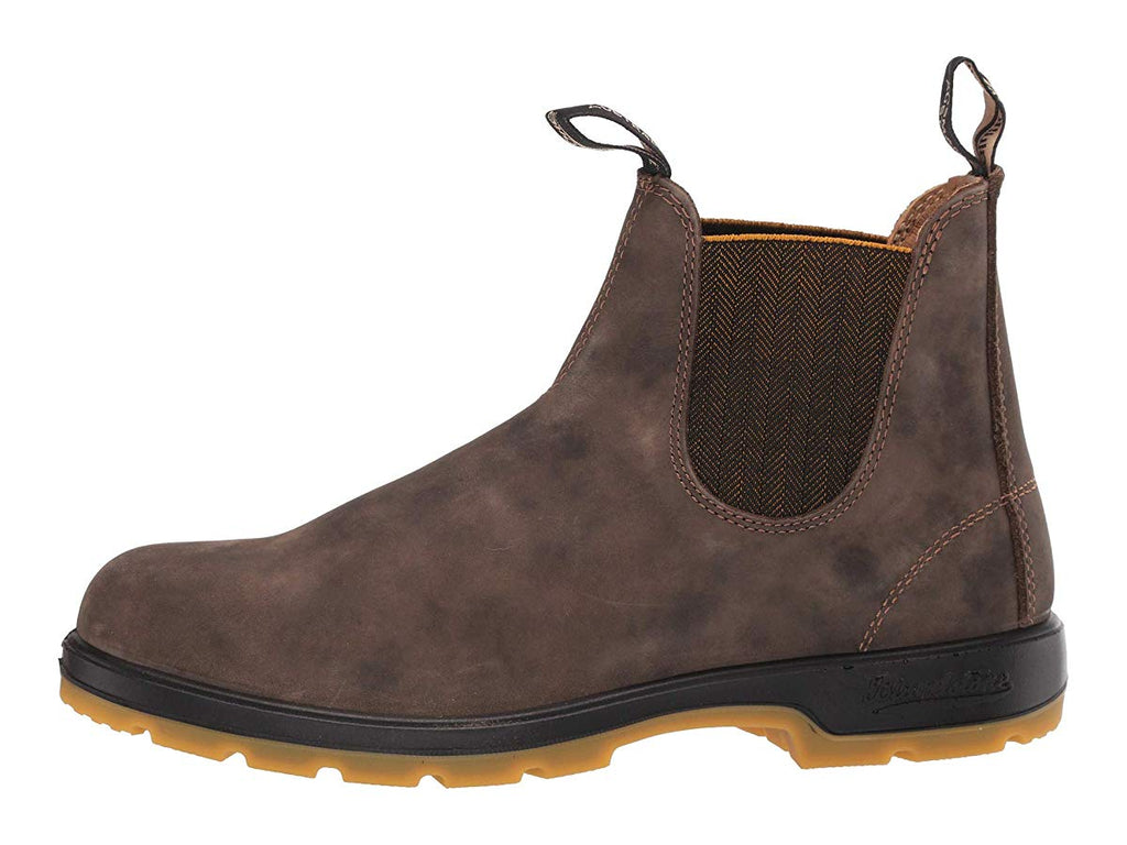 Blundstone 1944 Unisex Classic Series Chelsea Boot for Men and Women with Shock Absorption and Premium Water Resistant Leather, Rustic Brown/Mustard Black, 10.5 US Men / 12.5 US Women / 9.5 AU