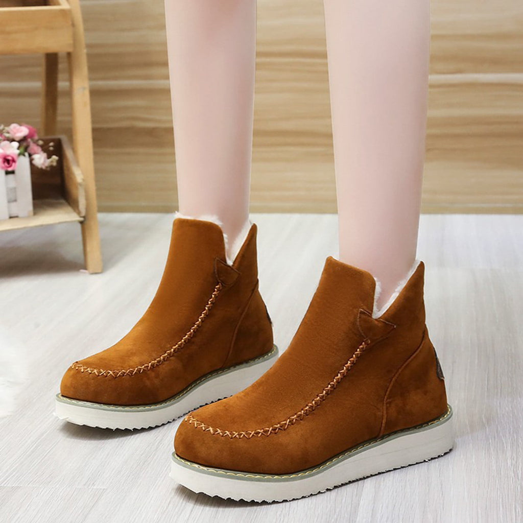 Hvyesh Women's Classic Mini Wedge Fashion Mini Boot Short Ankle Boot Fur Fleece Lined Sneakers Classic Ultra Snow Wedge Anti-Slip Boot For Outdoor Women's Shoes
