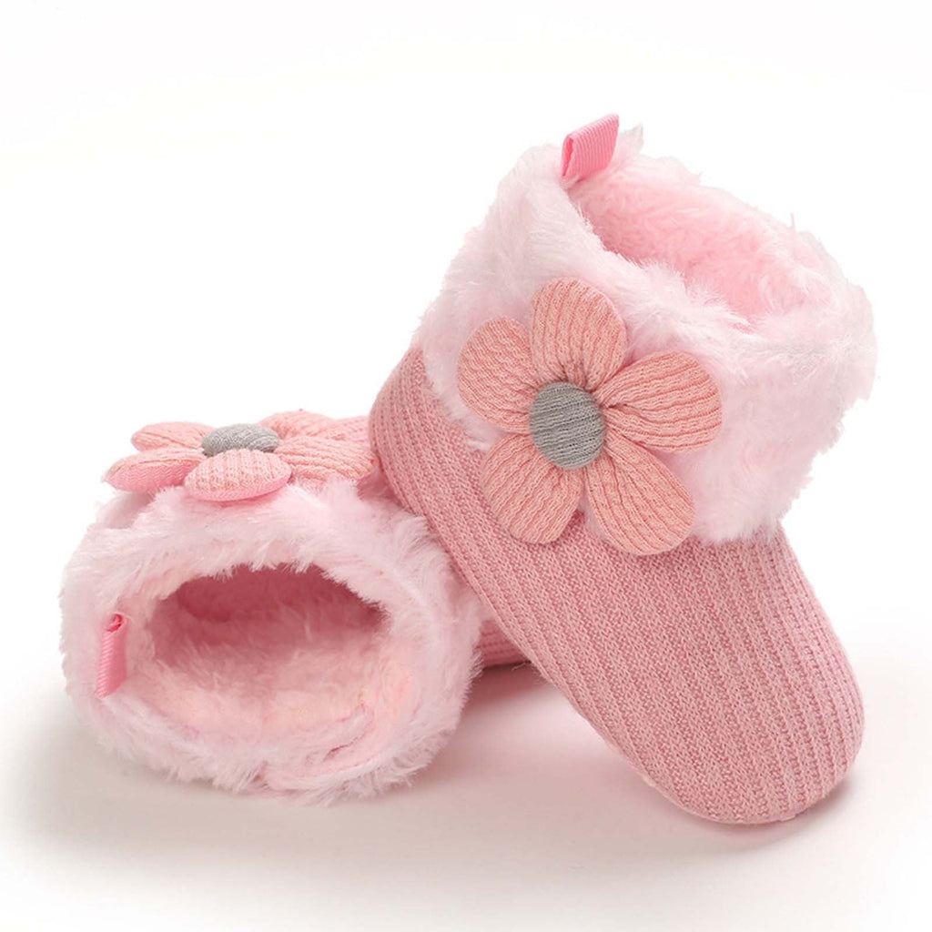 Baby Cotton Booties Newborn Warm Cozy Winter Boots Sock Shoes Infant Crib Bootie with Non Skid Bottom 0-18Month
