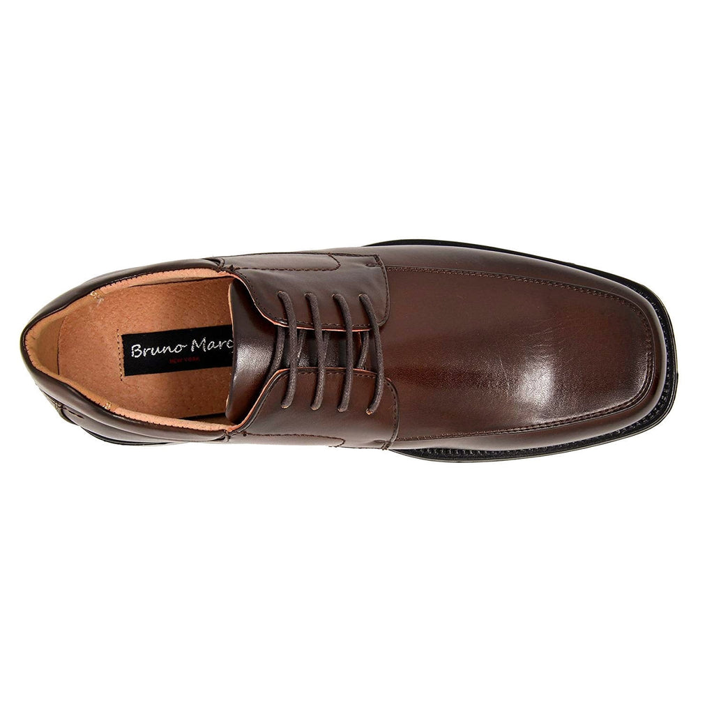 Bruno Marc Men's Oxfords Shoes Classic Square Toe Leather Shoes For Men Lace up Dress Shoes GOLDMAN-01 DARK/BROWN Size 15