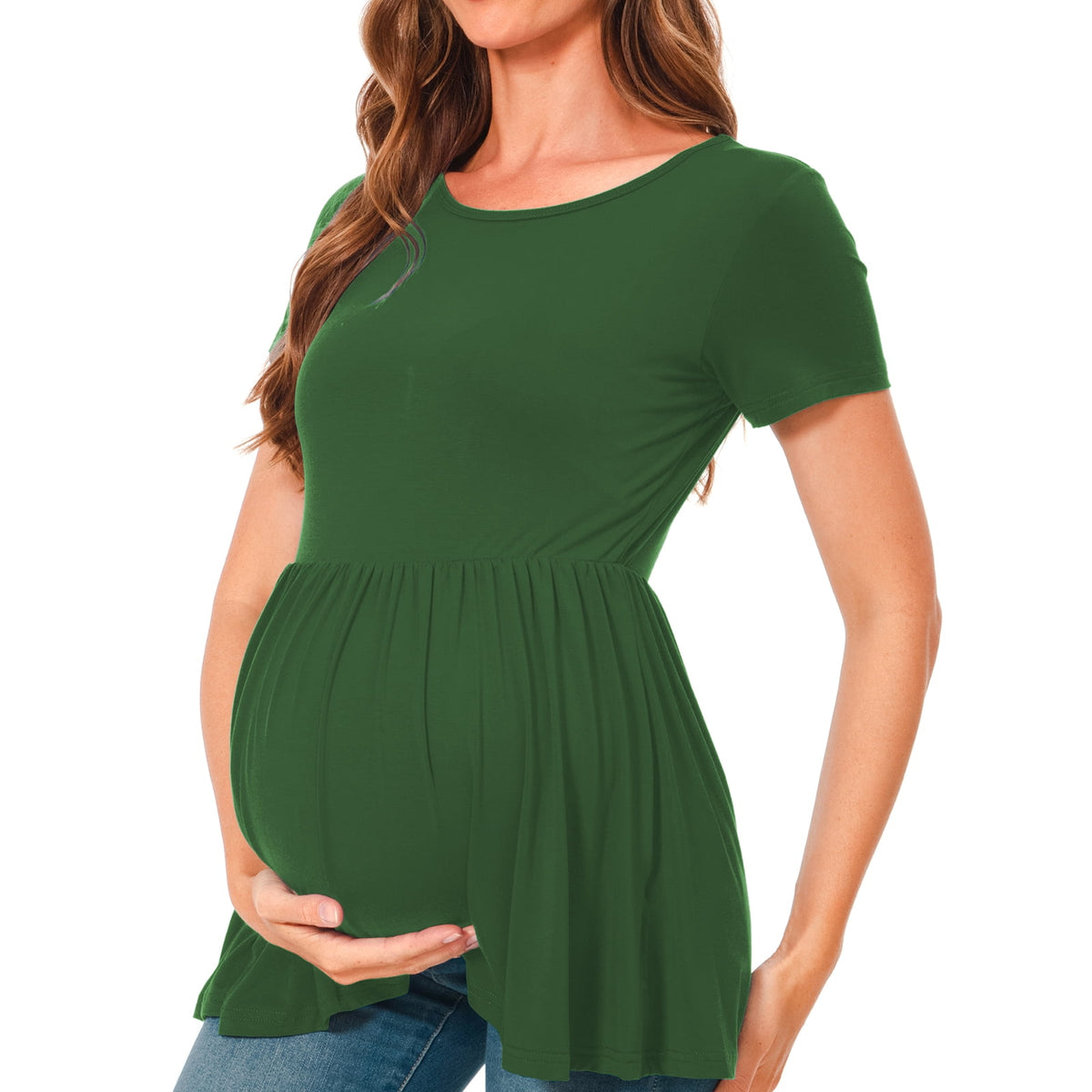 Bearsland Women's Short Sleeve Maternity Shirts Tops Pregnancy Clothes 3-Pack