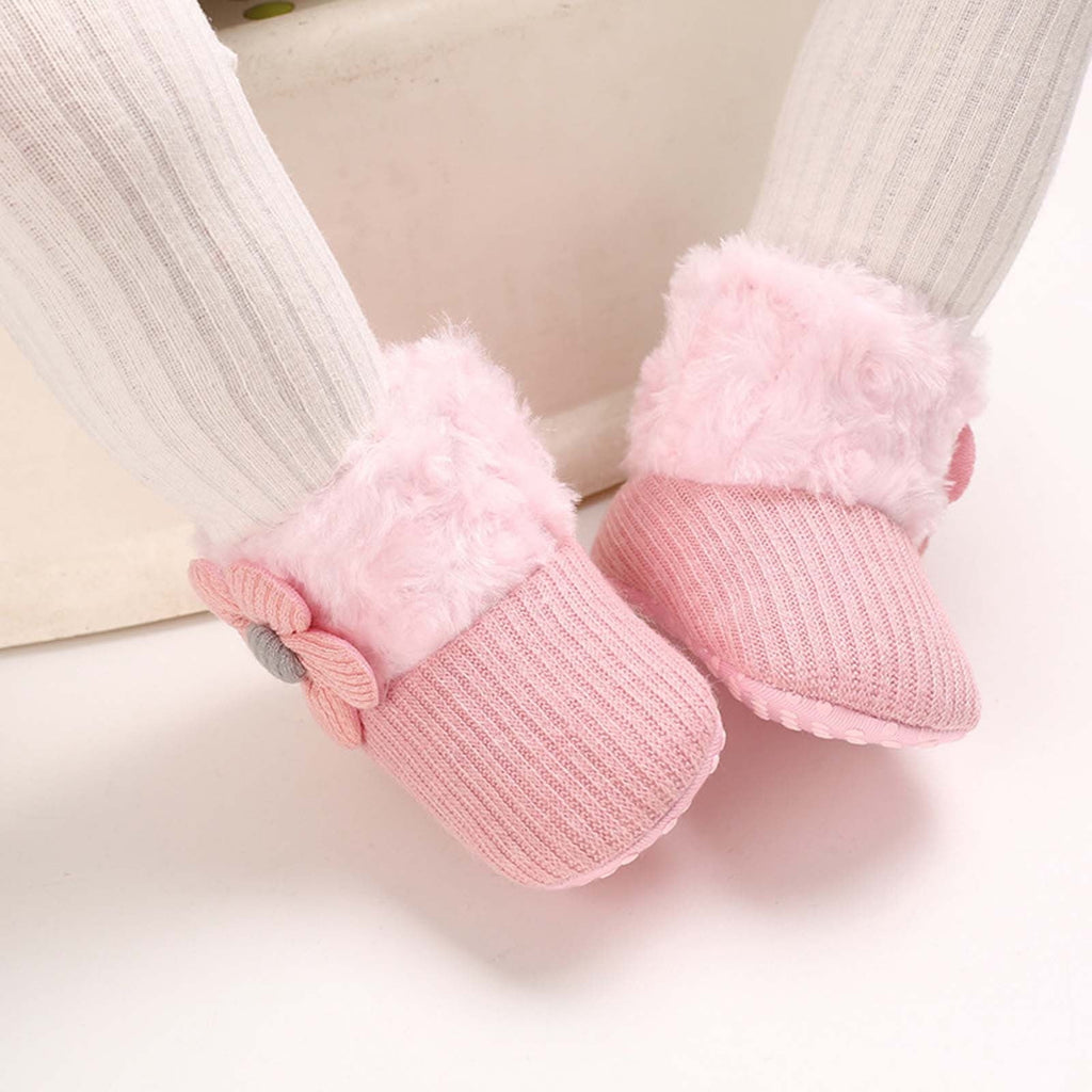 Baby Cotton Booties Newborn Warm Cozy Winter Boots Sock Shoes Infant Crib Bootie with Non Skid Bottom 0-18Month