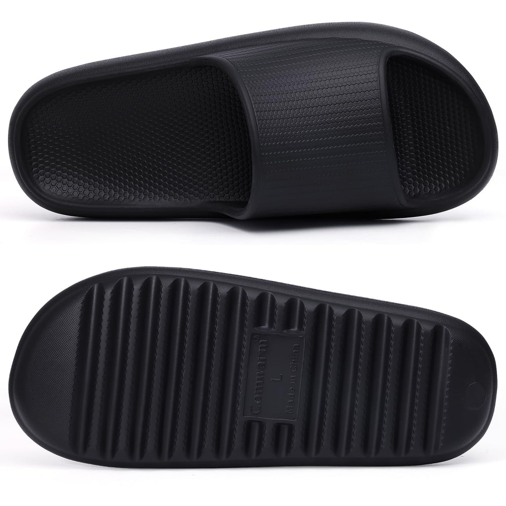 Litfun Cloud Slide Sandals for Women Men Summer Shower Shoes Soft Pillow Slippers Arch Support Beach Slides, Black