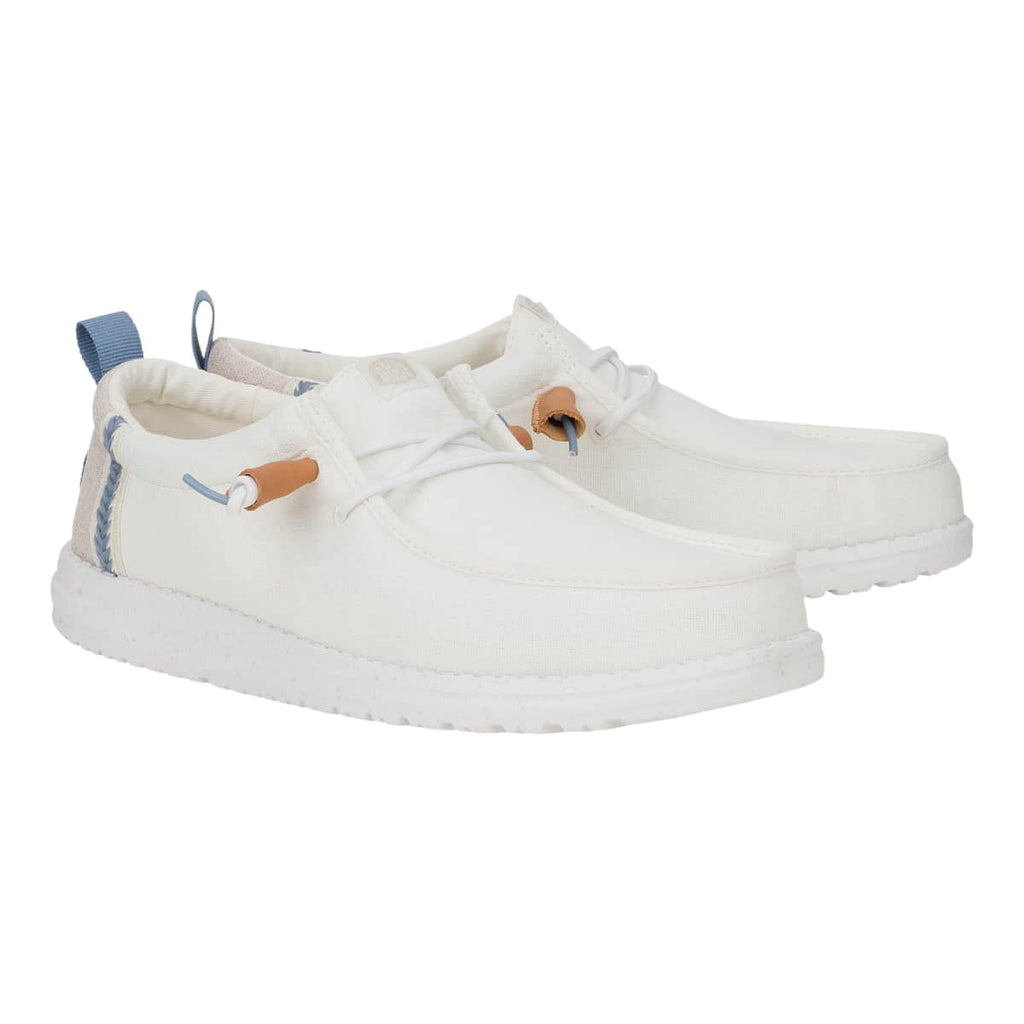 HEYDUDE Men Wally Craft Linen, White/Stone Grey, 7