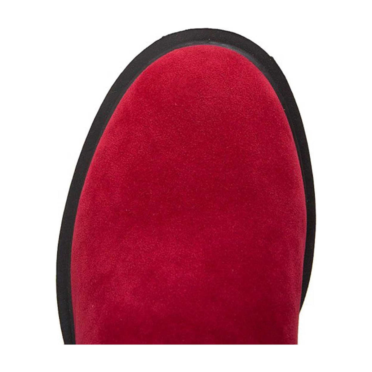 hopeusnice Women's Ankle Boots Suede Bowknot Block Heel Booties Round Toe Zipper Back Short Boots Winter Warm Comfortable Shoes Red 35