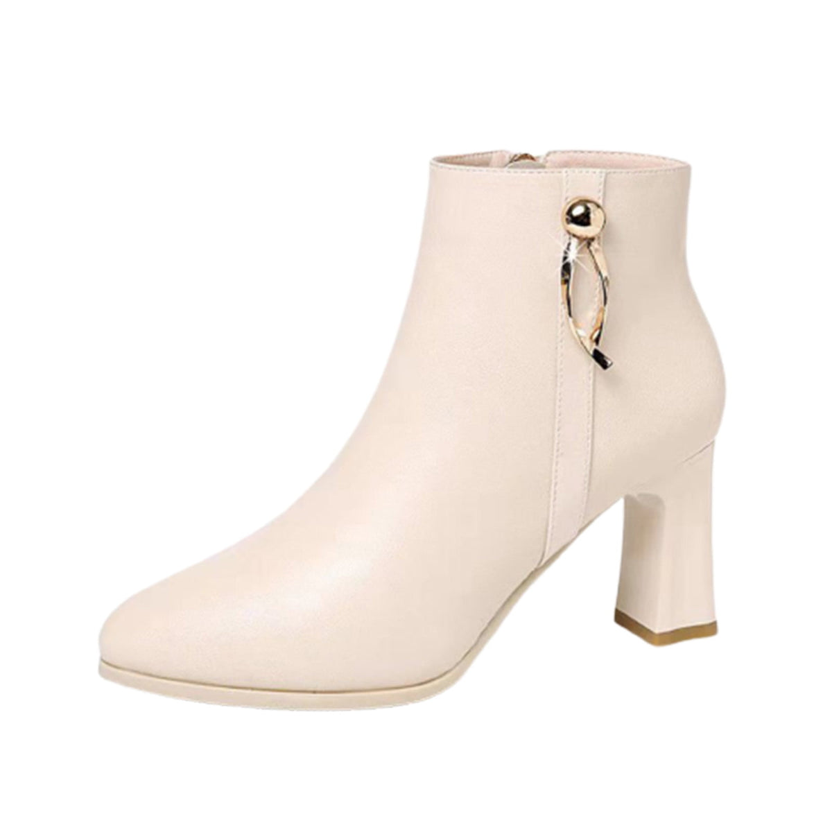 hopeusnice Women's Ankle Boots Pointed Toe Zipper Block Heel Booties Comfortable Leather Shoes Fall Winter Dressy Shoes Black 38
