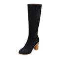 hopeusnice Women's Knee High Boots Fashion Suede Block Heel Round Toe Over The Knee Boots Chunky Heel Fall Winter Boots Black 41
